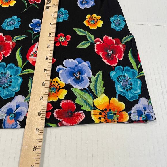 Women's floral Dress Tunic black with colorful floral design long sleeves Medium - Picture 4 of 8